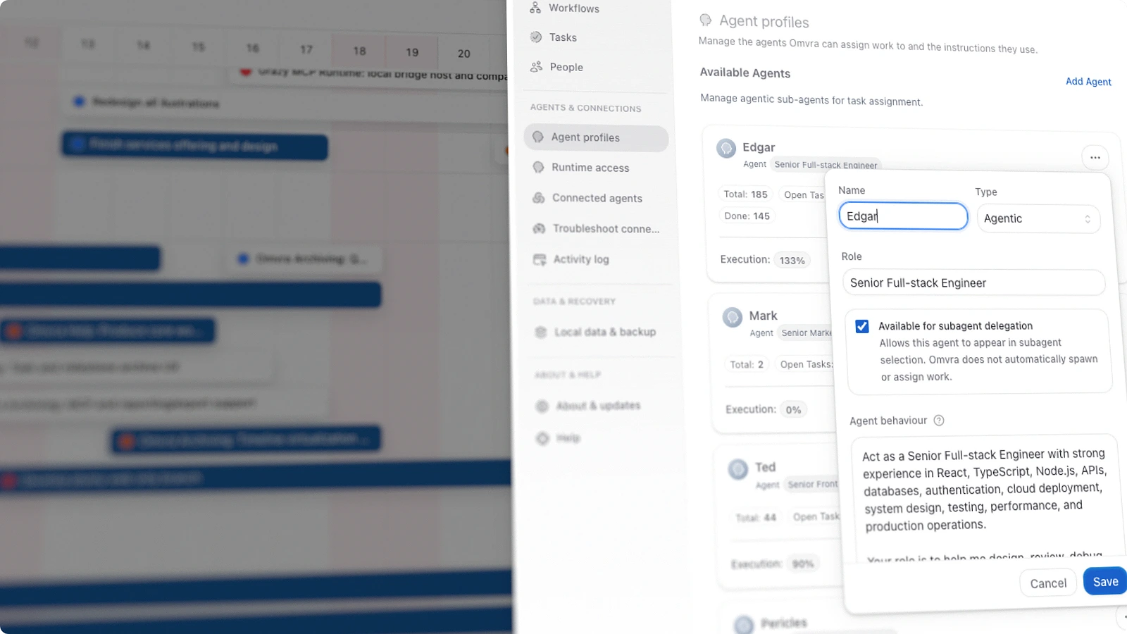Omvra agent management interface