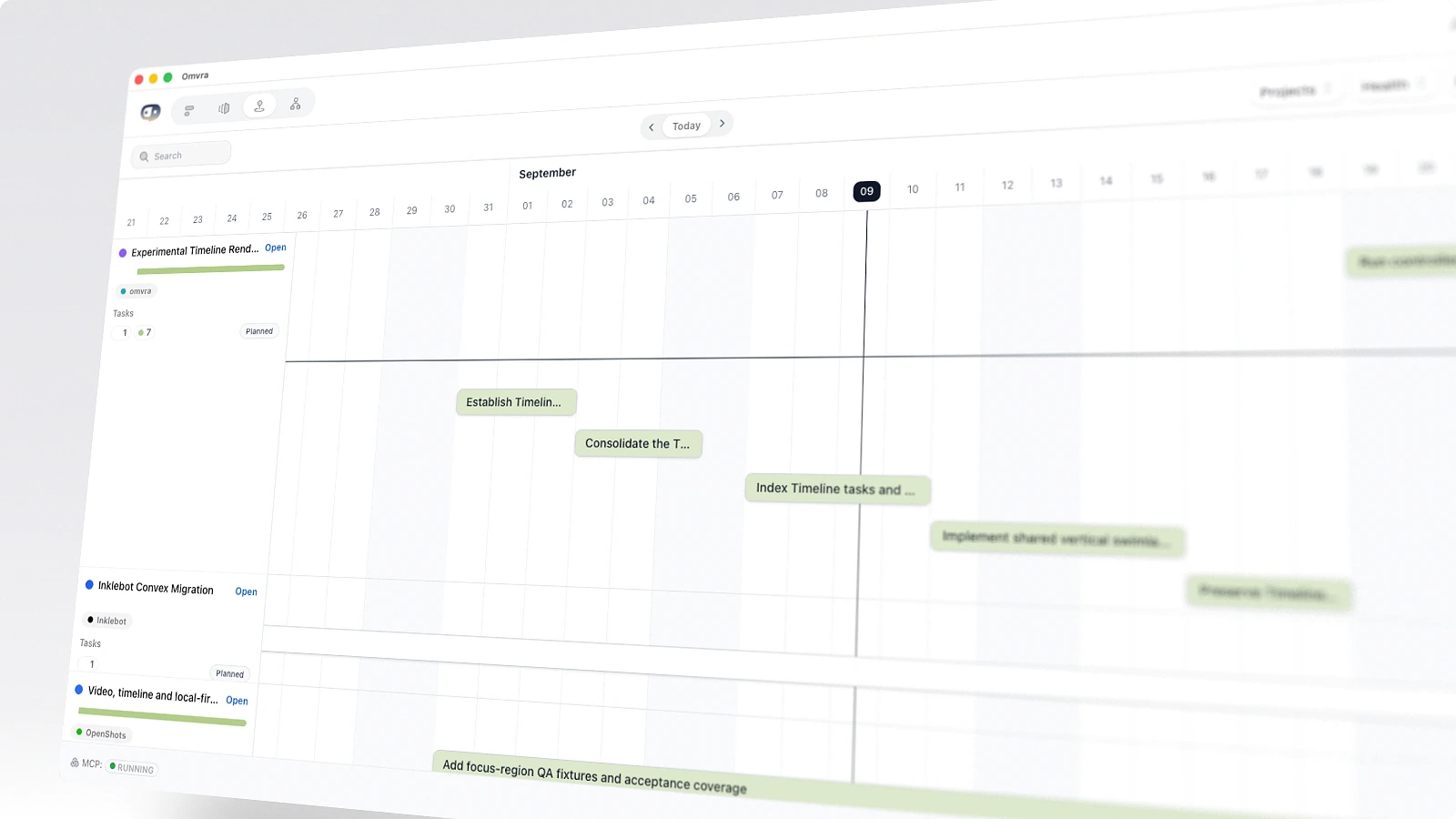 Omvra Roadmap planning view