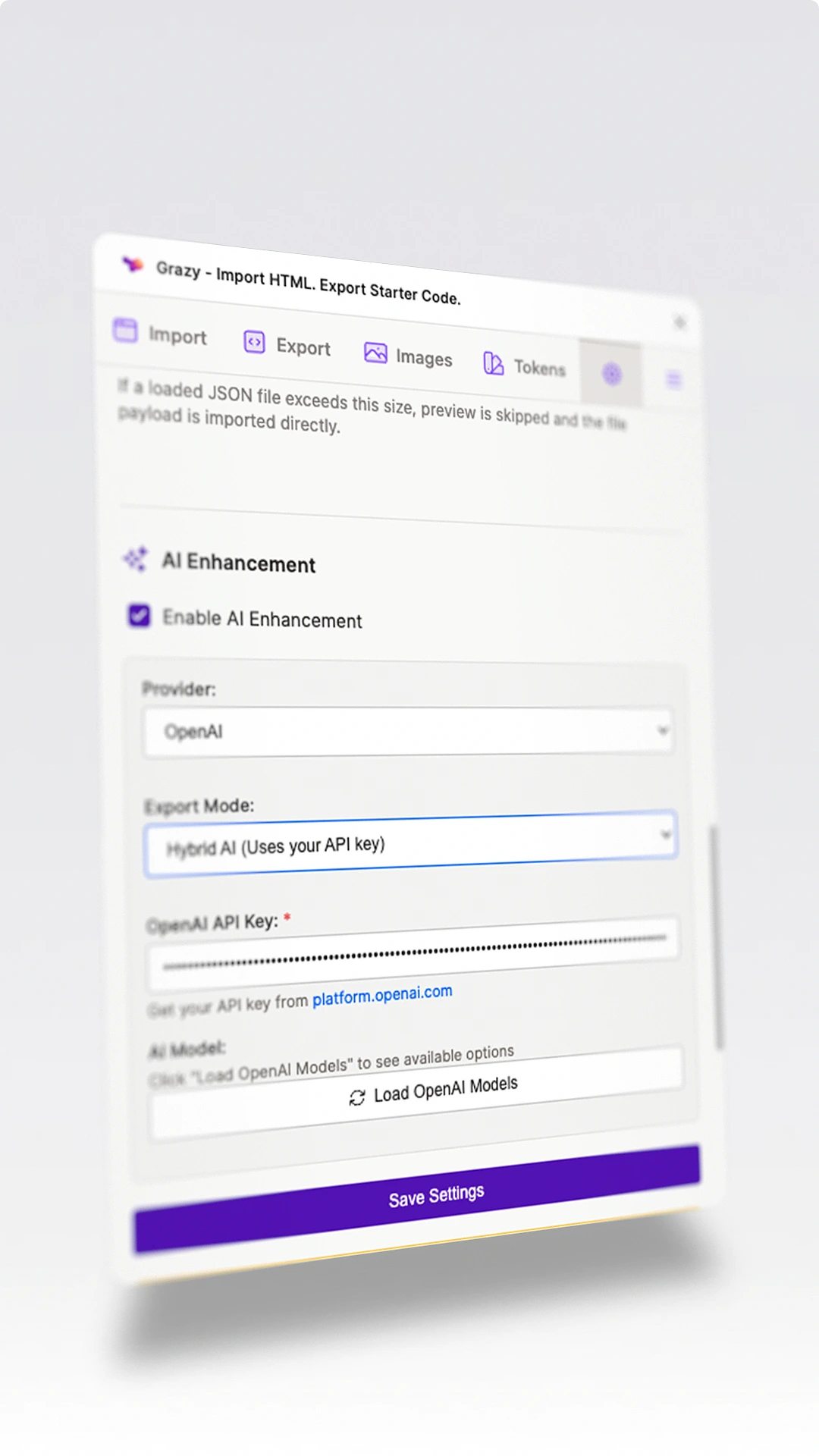 Grazy plugin interface screen 05
